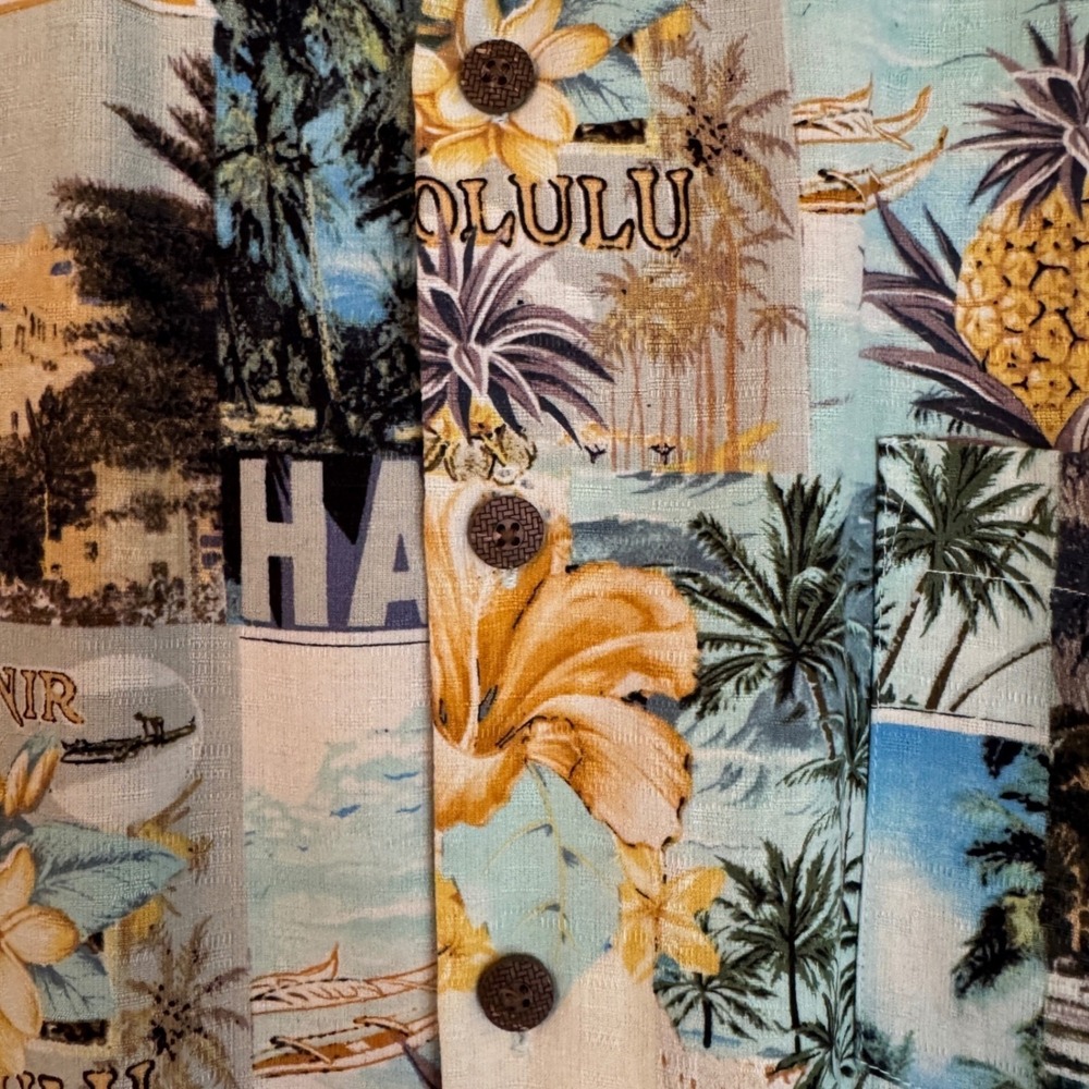 Seven Palm Silk Hawaiian Shirt XXL Aloha Honolulu Tropical Camp - Picture 6 of 14